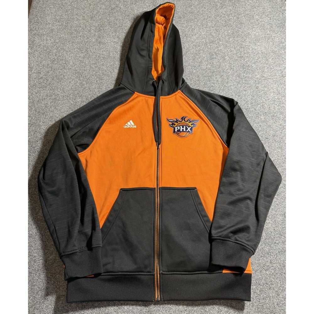 Phoenix Suns Jacket Mens Medium Team Issue Player‎ Full Zip Hoodie Orange Black
